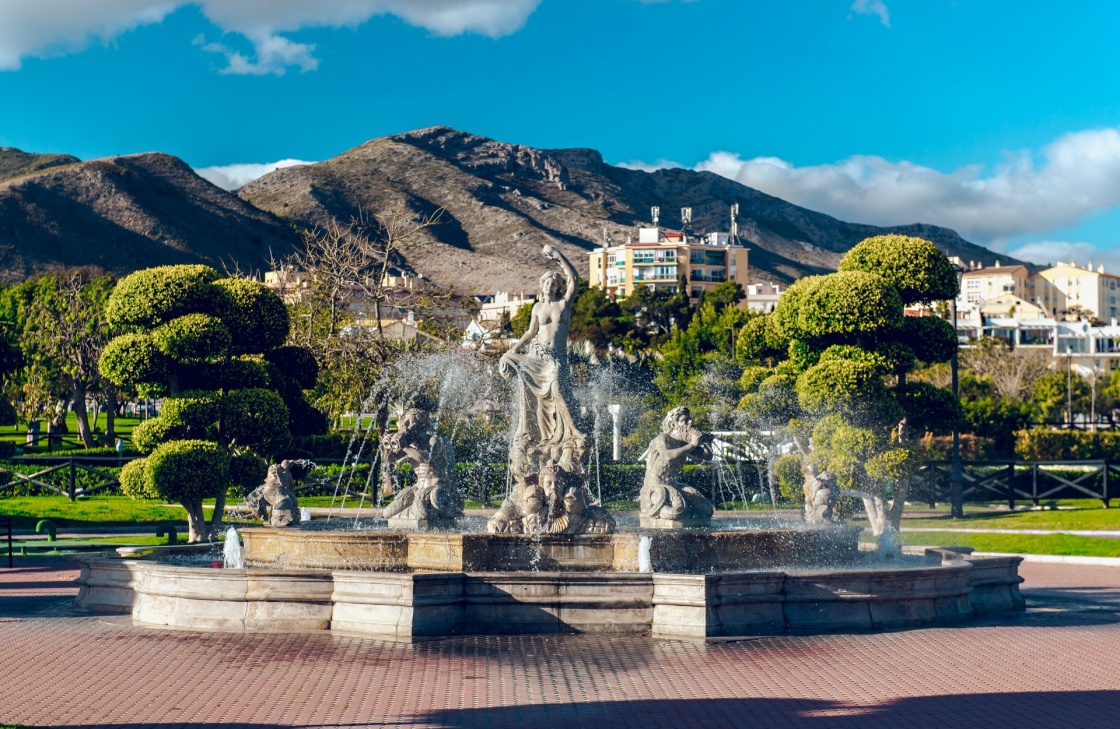 'Beautiful fountain in the Battery Park (Parque La Bateria), Torremolinos. Spain' - Andalusien