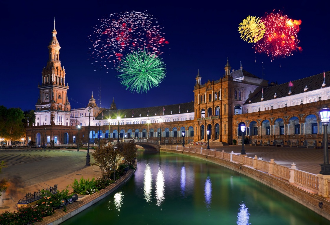 'Fireworks in Sevilla Spain - holiday background' - Andalusien