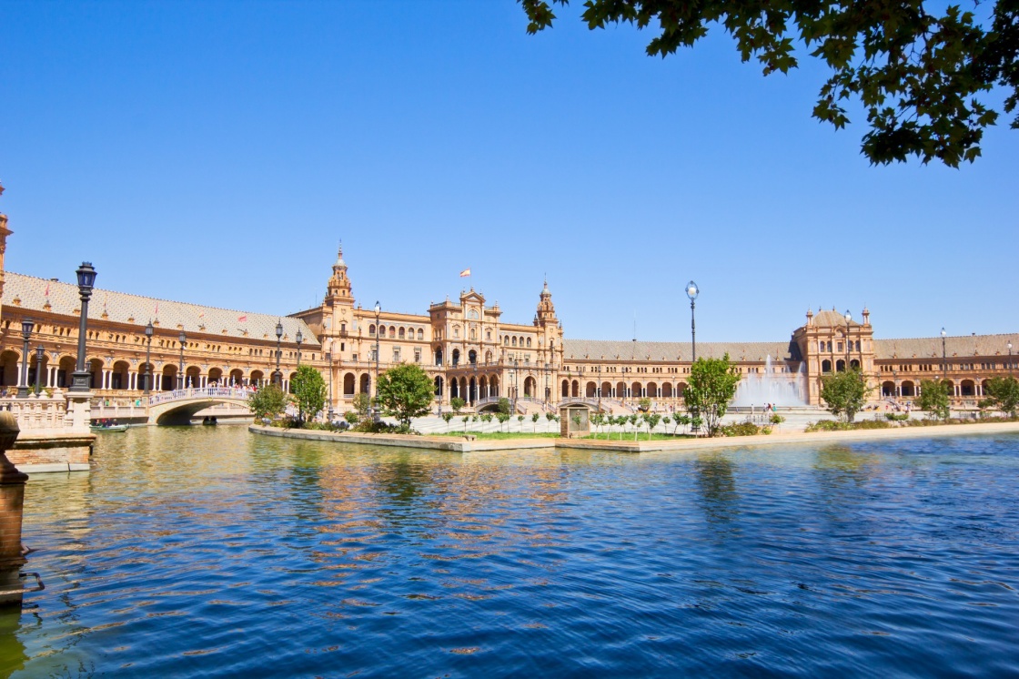 Plaza de Espana (square of Spain) at summer day, in Seville, Spain